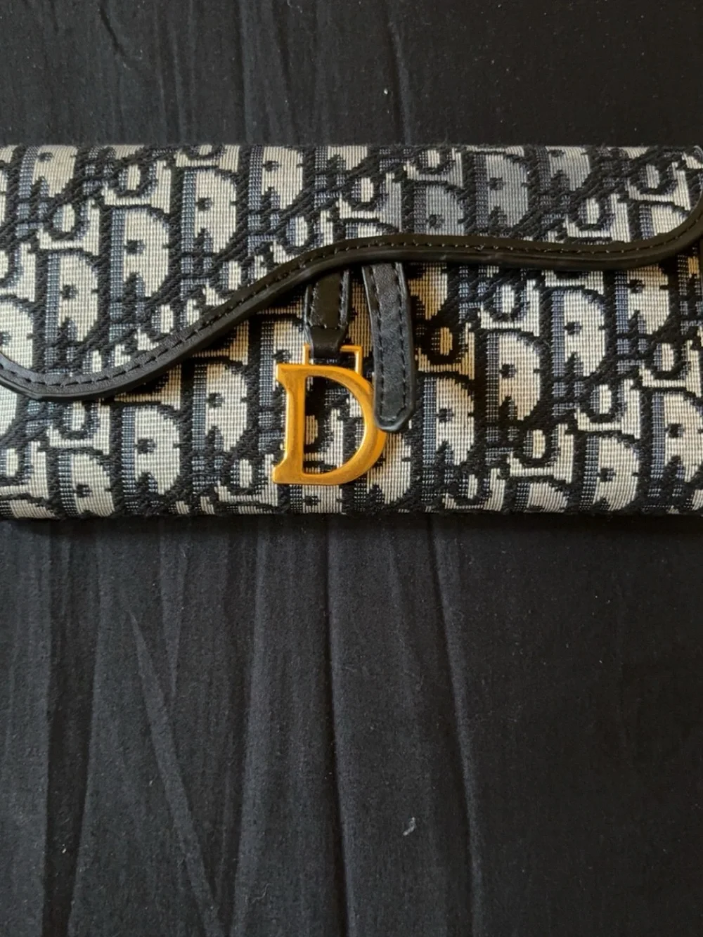 Unknown source , Black and White Jacquard 'D' Logo Clutch